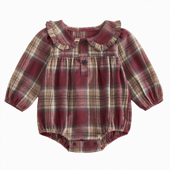 Gerichy Baby Girl Fall Outfits Long Sleeve Plaid Romper Infant Clothes One Piece Bubble Playsuit 0-18 Months