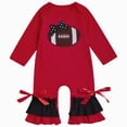 thumbnail image 1 of Gerichy Baby Girl Outfit Newborn Football Ruffle Long Sleeve One Piece Jumpsuit Infant Spring Fall Cute Clothes 0-18 Months, 1 of 7