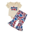 thumbnail image 1 of Gerichy Baby Girl Outfits Romper Flared Pants Clothes Independence Day Short Sleeve Letter Printed Flying Sleeve Romper Flared Pants Set Flying Sleeves Romper Bell Bottom Pants Girls Suit, 1 of 6