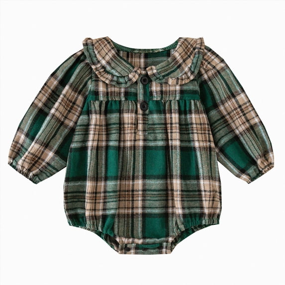 Gerichy Baby Girl Plaid Shirt Romper Flannel Long Sleeve Tops 0 3 6 9 12 18 Months Infant Button Down Fall Clothes