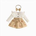 thumbnail image 1 of Gerichy Baby Long Sleeve Fall Romper Dress with Headband Baby Girl Clothes Ruffle Toddler Casual Bodysuits Infant Cute Winter Outfits 0-18 Months, 1 of 7