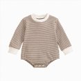 thumbnail image 1 of Gerichy Baby Sweatshirt Romper Boy Girl Waffle Knit Long Sleeve Striped Romper Sweater Newborn Fall Winter Clothes 0-18 Months, 1 of 7