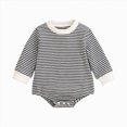 thumbnail image 1 of Gerichy Baby Sweatshirt Romper Boy Girl Waffle Knit Long Sleeve Striped Romper Sweater Newborn Fall Winter Clothes 0-18 Months, 1 of 7