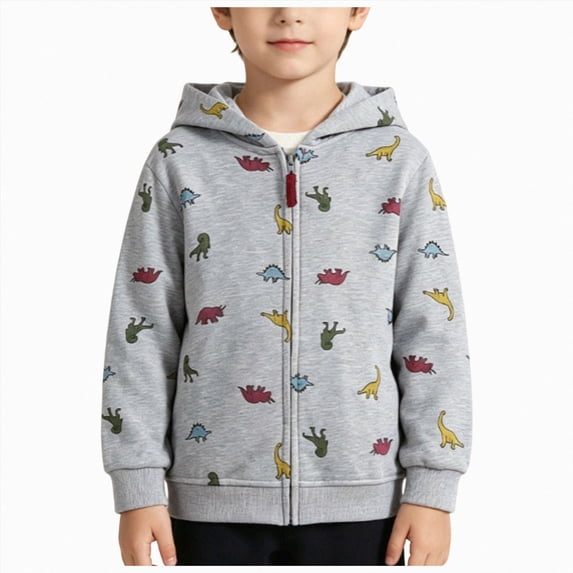 Gerichy Baby Toddler Boys Dinosaur Hooded Zip Jacket Casual Outerwear Active Sweatshirt 1T-7T