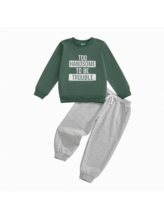Boy Clothes Winter Toddler Baby Boy Outfit Sweatshirt Top Pants 2Pcs Set 6 9 12 18 24 Months 2T 3T Little Boys Fall Winter Warm Clothes