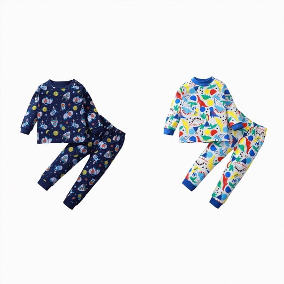 Gerichy Boys Girls Outfits Set 4 Piece Loungewear Set, Boy Long Sleeve Shirt and Pants Set for Toddlers Girls Fall Clothes Home Clothes Pajama Set