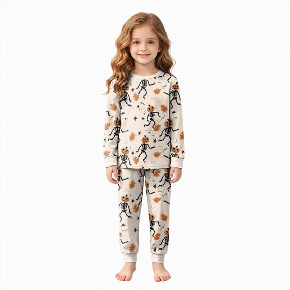 Gerichy Boys Girls Pajamas Sets Cute Ghost Pumpkin Pajamas Long Sleeve Top and Pants Soft Sleepwear Kid Halloween Holiday Pajama Sets 2T-9T
