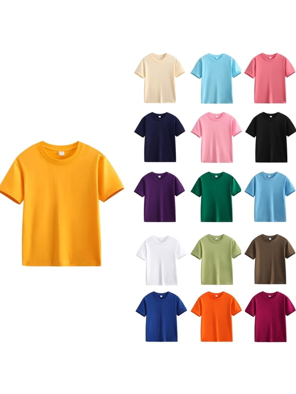 Boys Graphic Tees Kids T Shirts Short Sleeve Plain Top Tees Boy & Girl Unisex Toddler Children Crew Neck T Shirt Toddler Boys Solid Short-Sleeve Tee Shirts Crew Neck T-Shirt for Boys Girls