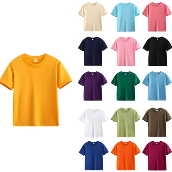Gerichy Boys Graphic Tees Kids T Shirts Short Sleeve Plain Top Tees Boy & Girl Unisex Toddler Children Crew Neck T Shirt Toddler Boys Solid Short-Sleeve Tee Shirts Crew Neck T-Shirt for Boys Girls