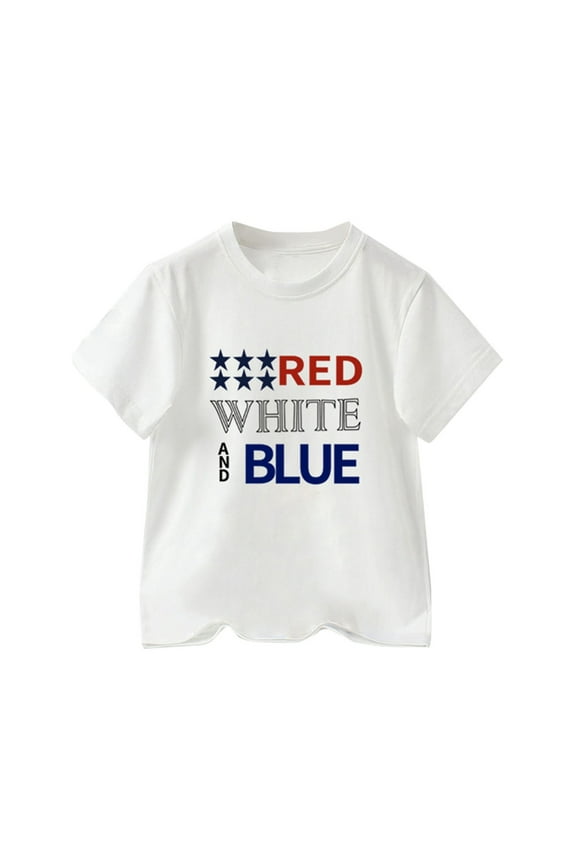 Boys Graphic Tees Toddler Boys Red White Blue Text Print T Shirts American Flag Shirt Kids Independence Day Patriotic Short Sleeve Tops