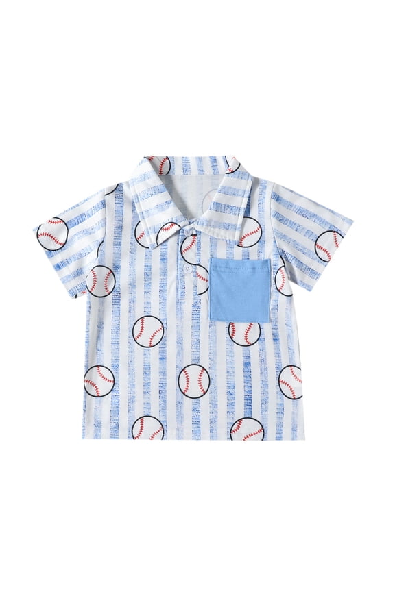 Boys Graphic Tees Toddler Boys Short Sleeve Cartoon Baseball Prints Gentleman T Shirt Tops