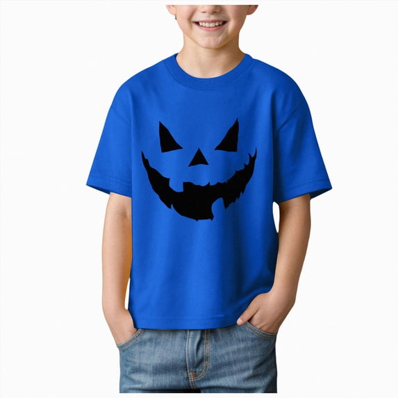Gerichy Boys Halloween Short Sleeve Shirts Toddler T-Shirt for Kids Graphic Pumpkin Tees Top 1-14 Years