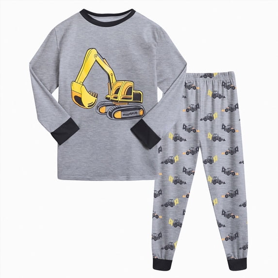 Gerichy Boys Pajamas Truck Cotton Sleepwear Toddler Kids 2 Piece Long Sleeve Pjs Outfits Daily Wear 2T-9T