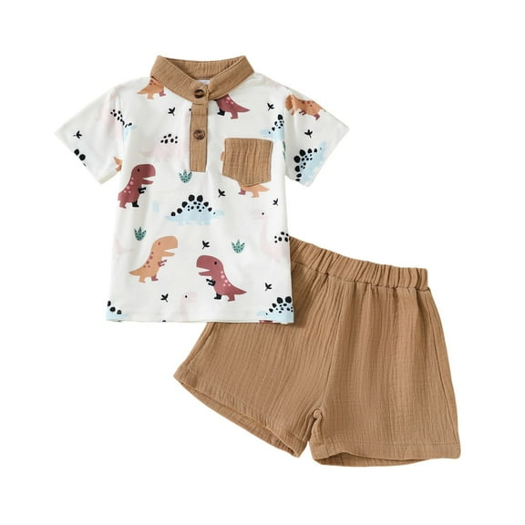 Gerichy Boys Summer Outfits Boys First Birthday Short Sleeved Shorts Suit Comfortable And Fashionable Printed Pullover Short Sleeved Shorts Suit