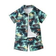 thumbnail image 1 of Gerichy Boys Summer Outfits Boys Suit Border Multicolor Short Sleeved T Shirt And Shorts Set Boys Beach Short Sleeved Lapel Cardigan Top Shorts Set Floral Shirt Shorts Two Pieces, 1 of 6