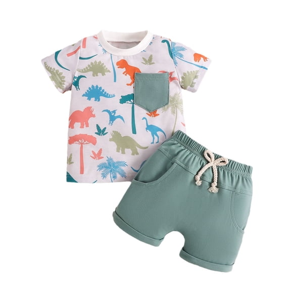 Gerichy Boys Summer Outfits Toddler Baby Boy Summer Clothes Baseball Embroidery Short Sleeve T Shirt Plaid Shorts Set Baseball Baby Outfit