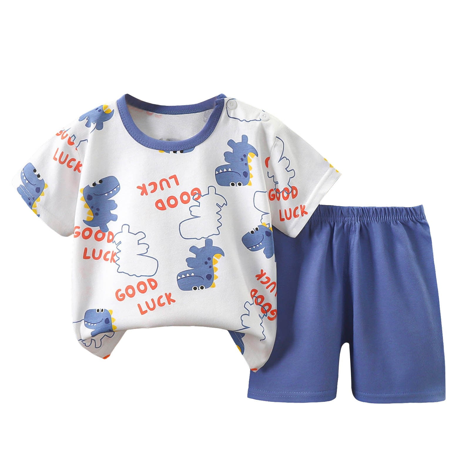 Boys Cartoon Print Summer Outfit – “Universe Keep” T-Shirt & Shorts Set main image 1