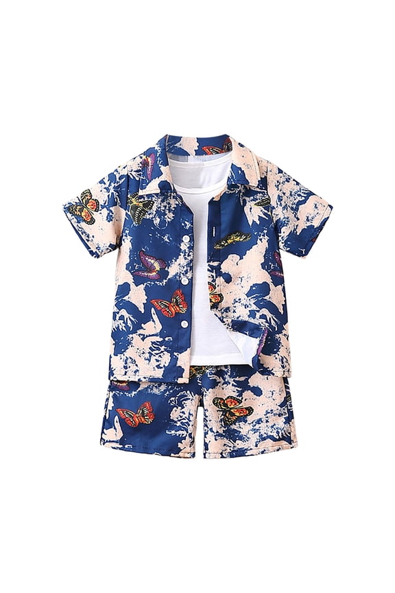 Boys Summer Outfits Toddler Boys Baby Girls Simple Fashion Round Neck Dinosaur Pattern Short Sleeved T Shirt Shorts Set Two Piece Children's Outfits