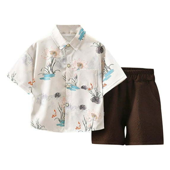 Gerichy Boys Summer Outfits Toddler Boys Short Sleeve Heart Prints T Shirt Tops Shorts Child Kids Gentleman Outfits