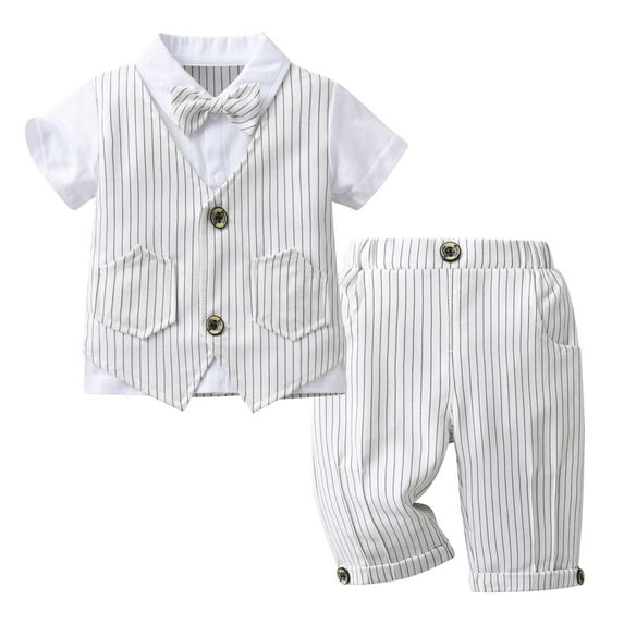 Gerichy Boys Summer Outfits Toddler Boys Short Sleeve Solid T Shirt Tops Vest Coat Shorts Child Kids Gentleman Outfits