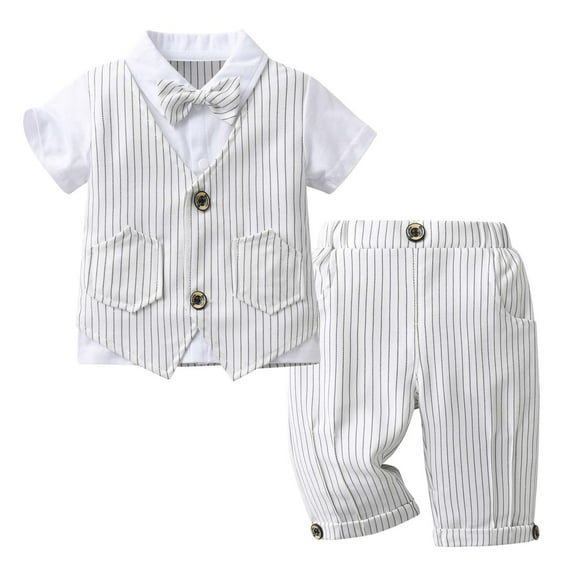 Gerichy Boys Summer Outfits Toddler Boys Short Sleeve Solid T Shirt Tops Vest Coat Shorts Child Kids Gentleman Outfits