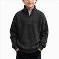 thumbnail image 1 of Gerichy Boys Sweatshirts Quarter Zip Mock Neck Knit Casual Long Sleeve Winter Fall Tops School Clothes 3T-14T, 1 of 4