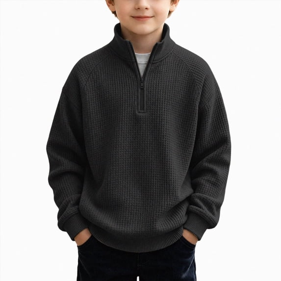 Gerichy Boys Sweatshirts Quarter Zip Mock Neck Knit Casual Long Sleeve Winter Fall Tops School Clothes 3T-14T