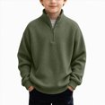 thumbnail image 1 of Gerichy Boys Sweatshirts Quarter Zip Mock Neck Knit Casual Long Sleeve Winter Fall Tops School Clothes 3T-14T, 1 of 4