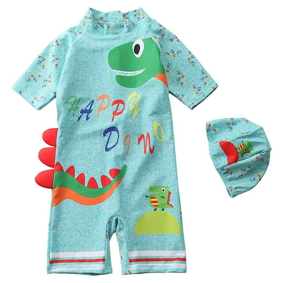 Gerichy Boys Swim Set, 2T 3T 4T 5T Swimsuit Boys Children Swimwear Boys Cartoon Breathable Boys Shortsleeved Sunscreen Swimsuit Swimming Cap