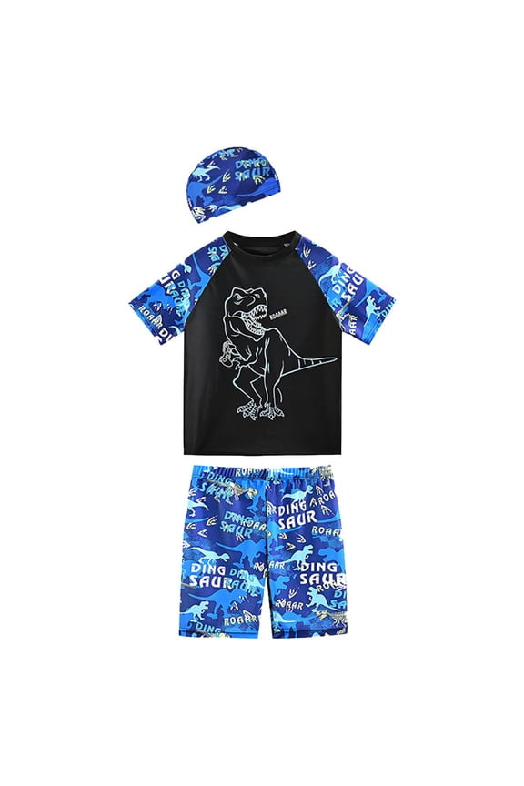 Boys Swim Set, 2T 3T 4T 5T Swimsuit Boys Children's Split Swimsuit Long Sleeve Sunscreen Boys' Swimsuit Set Cartoon Hot Spring Beach Primary Middle And Large Children's Student Swimsuit