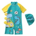 thumbnail image 1 of Gerichy Boys Swim Set, 2T 3T 4T 5T Swimsuit Boys Toddler Baby Boys 3 Piece Swimsuit Set Short Sleeve Bathing Suit Baby Rash Guard Swimwear With Sun Hat, 1 of 4