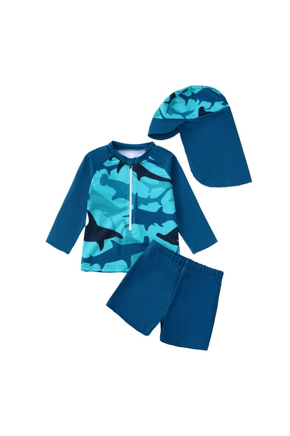 Boys Swim Set, 2T 3T 4T 5T Swimsuit Boys Toddler Kids Baby Boys Dinosaur Swimsuit 1 Piece Zipper Bathing Suit Swimwear With Hat Rash Guard Surfing Suit Outfits