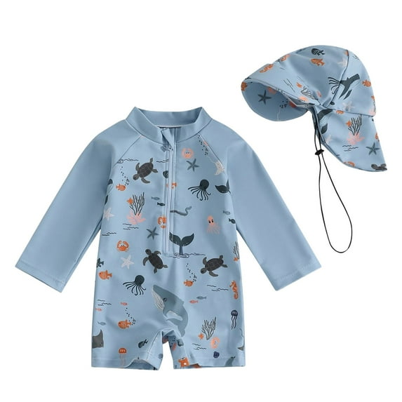 Gerichy Boys Swim Set, 2T 3T 4T 5T Swimsuit Boys Toddler Summer Short Sleeve Jumpsuit Cartoon Print Outwear For Boys Clothes Fashion