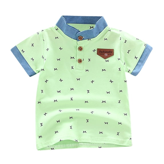 Gerichy Shirts for Boys Boys Tshirt Toddler Kids Baby Boys Print Letter Gentleman Button Shirt Tops Tee Clothes
