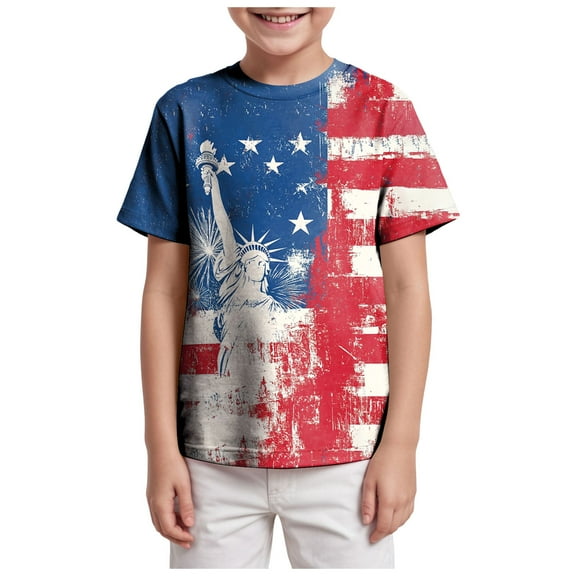Gerichy Boys Tshirts,Boys 4th of July Shirt Toddler Kids Baby Boys Girls Letter Galaxy Print Short Sleeve Crewneck T Shirts Tops Tee Clothes For Children