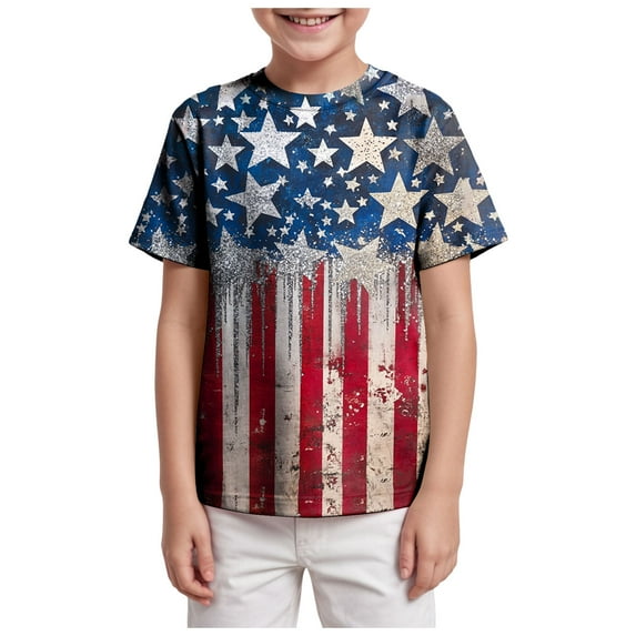 Gerichy Boys Tshirts,Boys 4th of July Shirt Toddler Kids Baby Girls Boys 4th Of July Summer Short Sleeve Independence Day T Shirt Tee Flag Dinosaur Tops