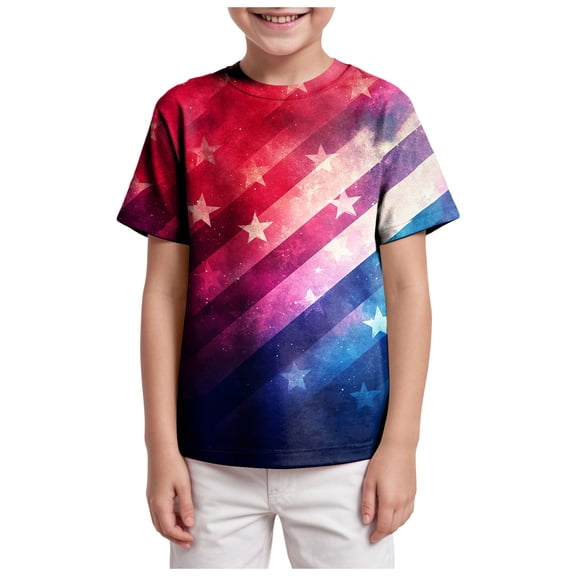 Gerichy Boys Tshirts,Boys 4th of July Shirt Kids Toddler Shirt Cartoon Prints Short Sleeve Button Shacket Boys Girls Shirt Tops Outwear