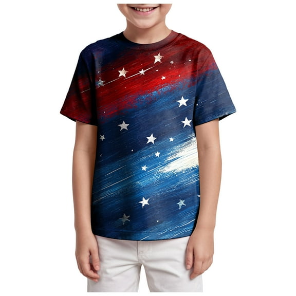 Gerichy Boys Tshirts,Boys 4th of July Shirt Kids Toddler Shirt Cartoon Prints Short Sleeve Button Shacket Boys Girls Shirt Tops Outwear