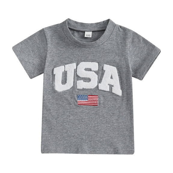 Gerichy Boys Tshirts,Boys 4th of July Shirt Summer Toddler Boys Short Sleeve Dinosaur Letter Prints T Shirt Tops