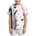 thumbnail image 1 of Gerichy Boys Tshirts,Boys 4th of July Shirt Toddler Kids Girls Boys Short Sleeve Basic Color Block T Shirt Casual Tees Shirt Tops Solid Color, 1 of 5