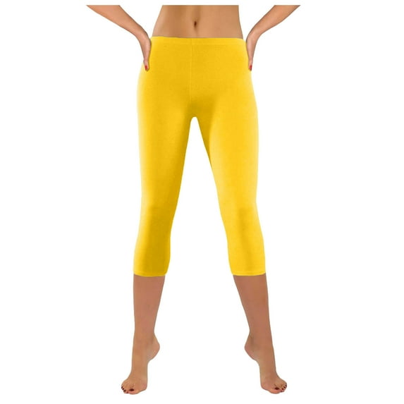 Gerichy Capri Pants For Women Summer Plus Size Yoga Workout Knee Length Leggings High Waist Stretch Cropped Capris Pants Plus Size Elastic Cropped Leggings Sports Pants Leggings