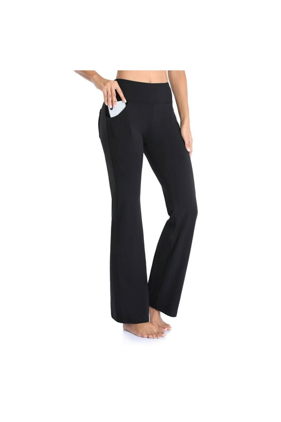 Flare Leggings for Women, Bootcut Yoga Pants with Pockets, Tummy Control Workout Pants Non-See-Through Trouser Yoga Pants for Women
