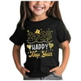 thumbnail image 1 of Gerichy Girls Graphic Print Summer Short T-Shirts for Girls 2025 Happy New Year Cartoon Printed Round Neck Short Sleeve Tops, 1 of 5