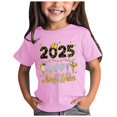 thumbnail image 1 of Gerichy Girls Graphic Print Summer Short T-Shirts for Girls 2025 Happy New Year Cartoon Printed Round Neck Short Sleeve Tops, 1 of 5