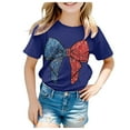 thumbnail image 1 of Gerichy Girls Short Sleeve T Shirts Girls Crew Neck Graphic Print Summer Short T-Shirts for Girls Independence Day Print Girls Summer Crewneck Tee Casual Fit Basic Graphic Print Shirts, 1 of 4