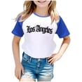 thumbnail image 1 of Gerichy Girls Short Sleeve T Shirts Girls Crew Neck Graphic Print Summer Short T-Shirts for Girls Los Angeles Print Raglan Short Sleeve Tees Casual Basic Shirts, 1 of 4