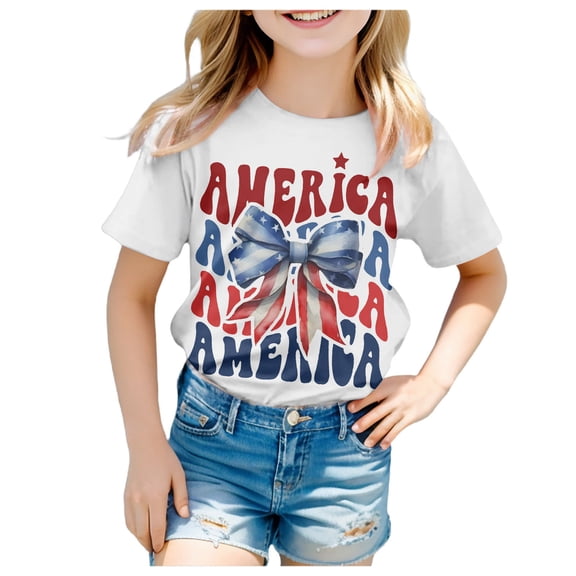 Gerichy Girls Short Sleeve T Shirts Girls Graphic Print Summer Short T-Shirts for Girls Summer Crewneck T Shirt Casual Fit Basic Tee Shirts