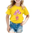 thumbnail image 1 of Gerichy Girls Short Sleeve T Shirts Girls Graphic Print Summer Short T-Shirts for Girls Valentines Day Cute Letter Printed Kids Summer Tops, 1 of 5
