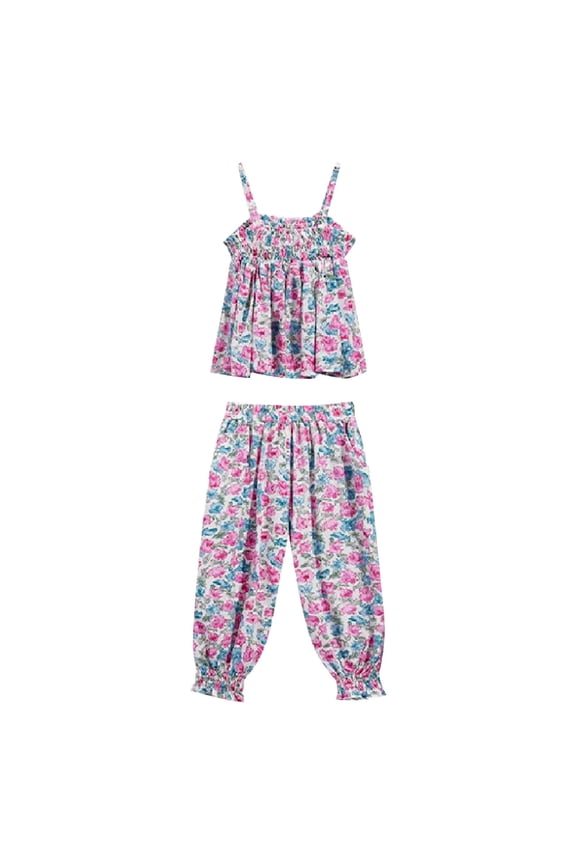 Girls Summer Outfits, 1-5Y Toddler Baby Kids Girls Floral Sunflowers Printed Short Sleeves Rompers Jumpsuit Bow Tie Two Pieces Set Suit