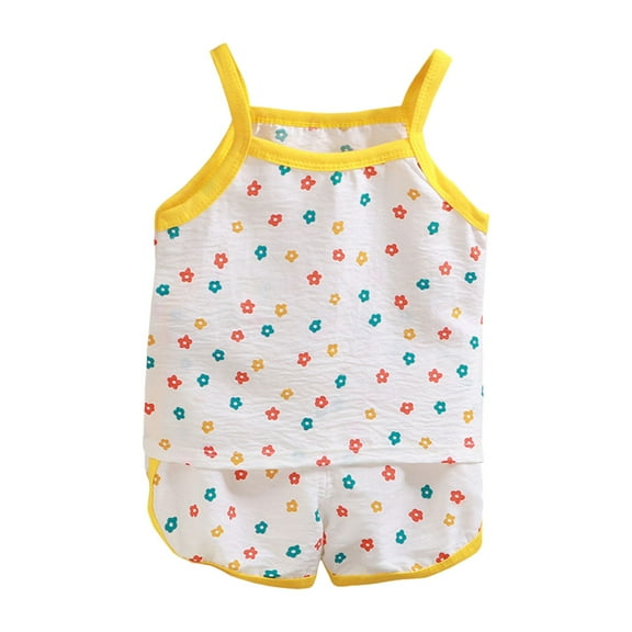 Gerichy Girls Summer Outfits, 5PC Girls Suit Comfortable Soft Breathable Fashion Love Print Short Sleeve Shorts Suit